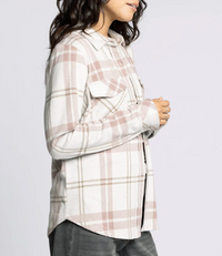 Cassian Plaid Button up-Mauve Tan