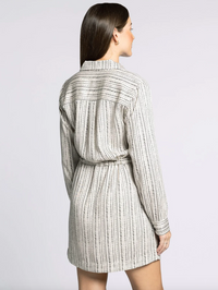 Edna Drawstring Waist Dress-Black/Off White