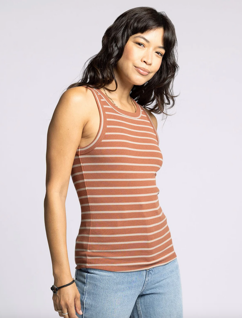 Striped Tank - Rust/Taupe
