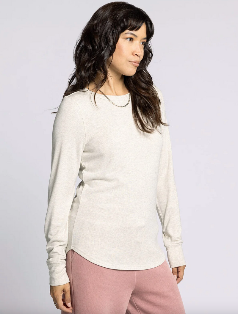Stacy Long Sleeve Top-Sand Heather