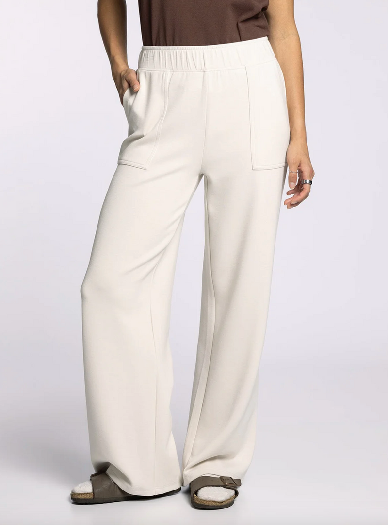 Doris Wide Leg Sweats-Cream