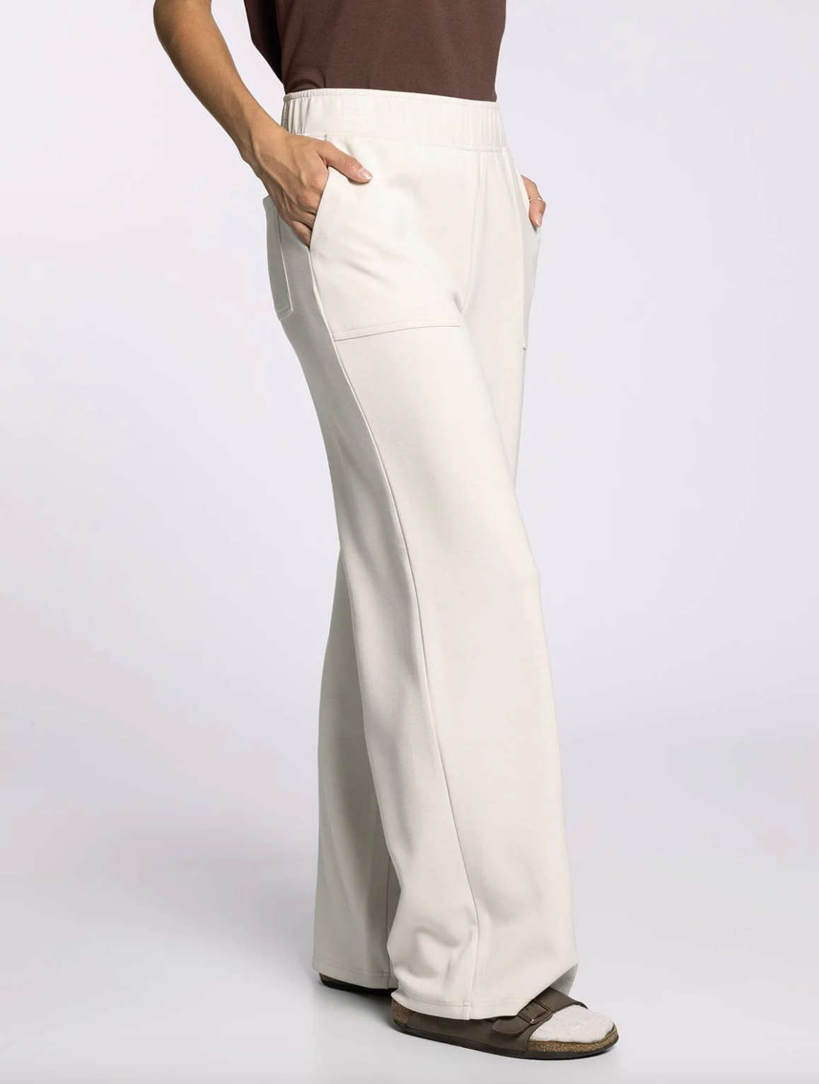 Doris Wide Leg Sweats-Cream