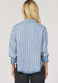 Medallion Print Denim Top