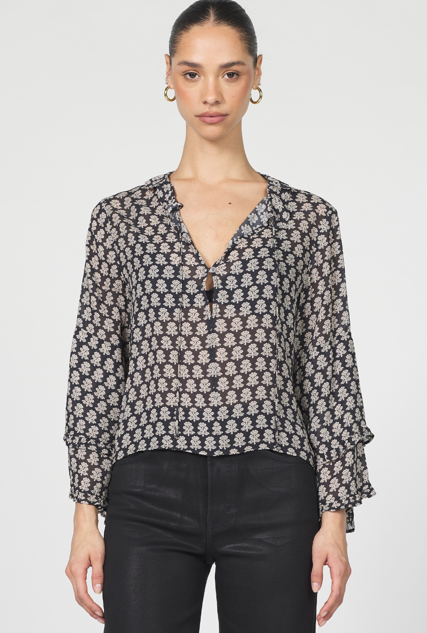 Printed Ruffle Blouse