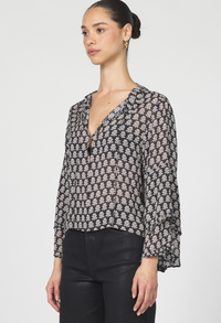 Printed Ruffle Blouse