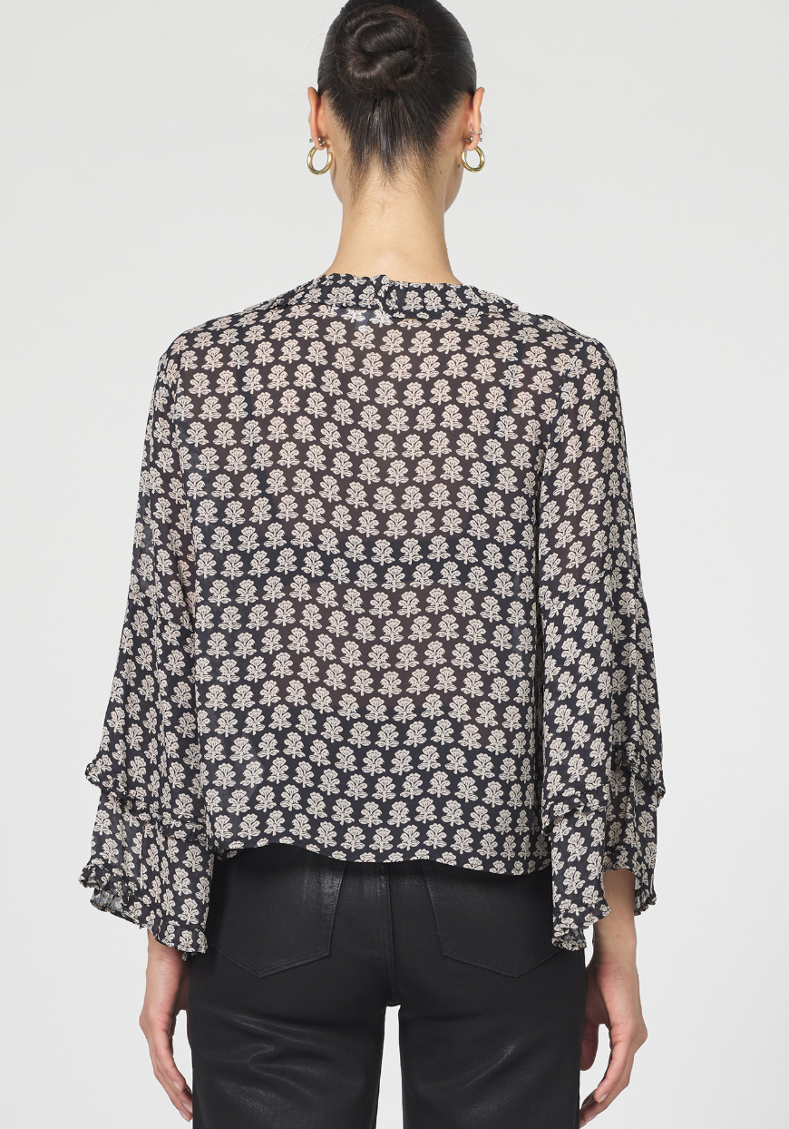Printed Ruffle Blouse