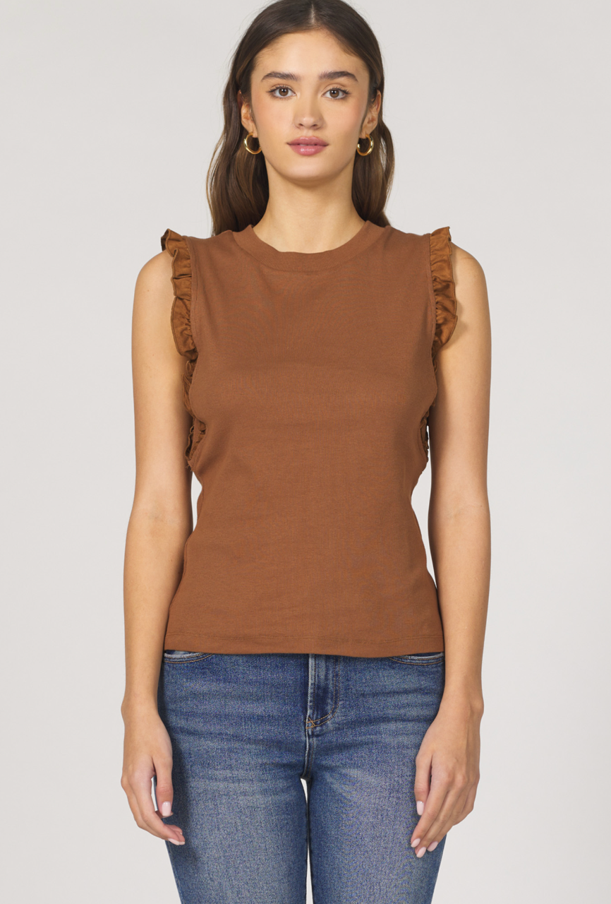 Micro Ruffle Trim Tank