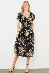 Floral Print Maxi Dress-Black