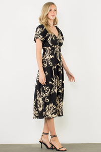Floral Print Maxi Dress-Black