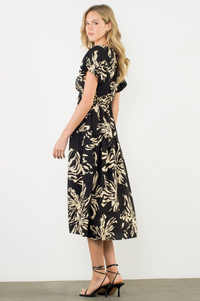 Floral Print Maxi Dress-Black
