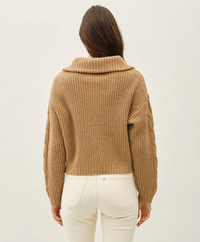 Cable Knit Zip up Sweater-Camel