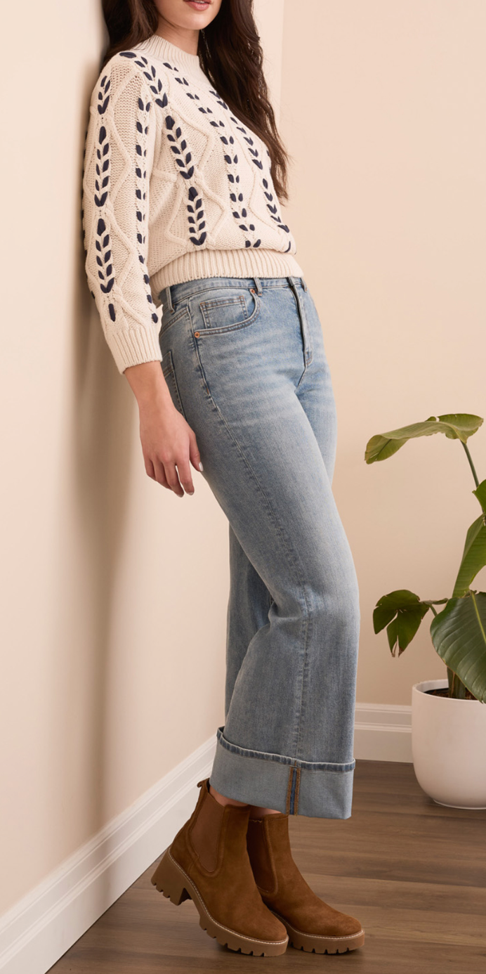 Tribal Brooke Palazzo Jeans w/Cuffs