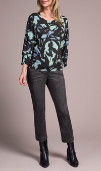 Tribal Soft Yarn Three Qtr Sleeve Crew Neck Sweater