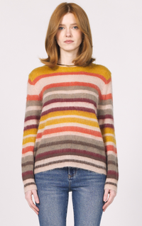 Multi Color Stripe Crew Neck Sweater