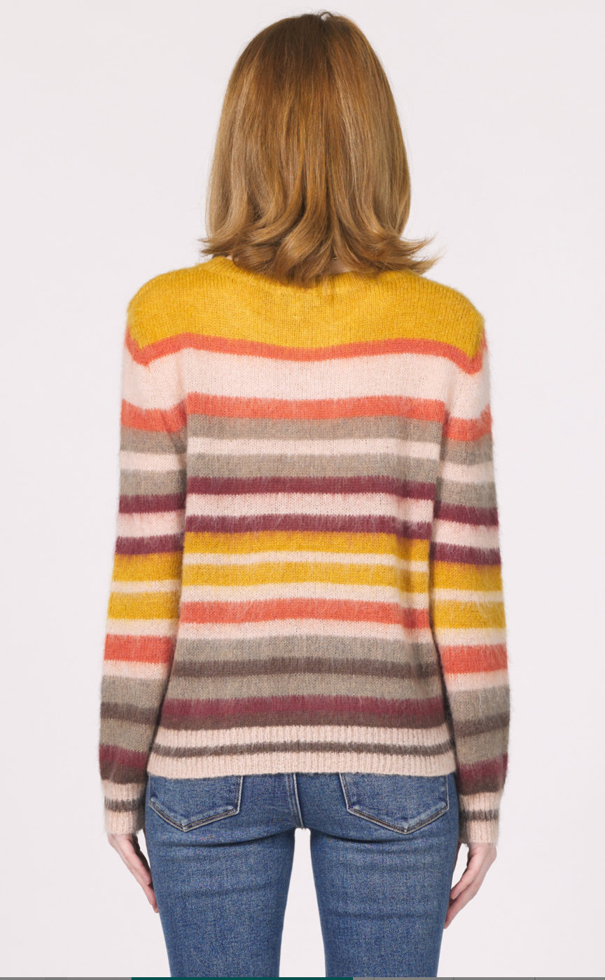 Multi Color Stripe Crew Neck Sweater