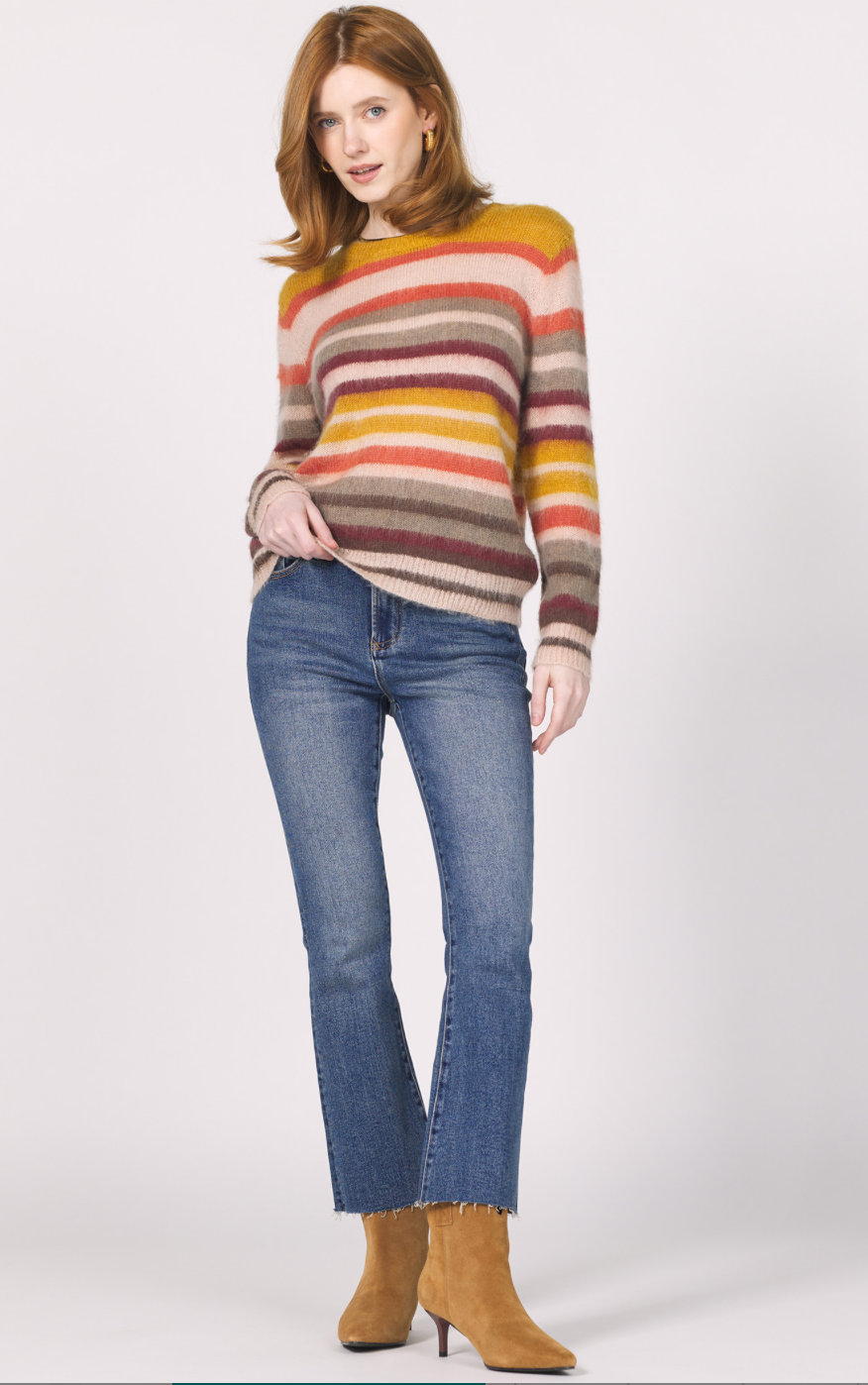 Multi Color Stripe Crew Neck Sweater