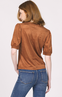 Faux Suede Puff Sleeve Top