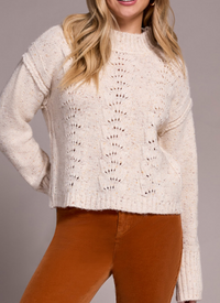 Tribal Crew Neck Sweater w/Puff Sleeve