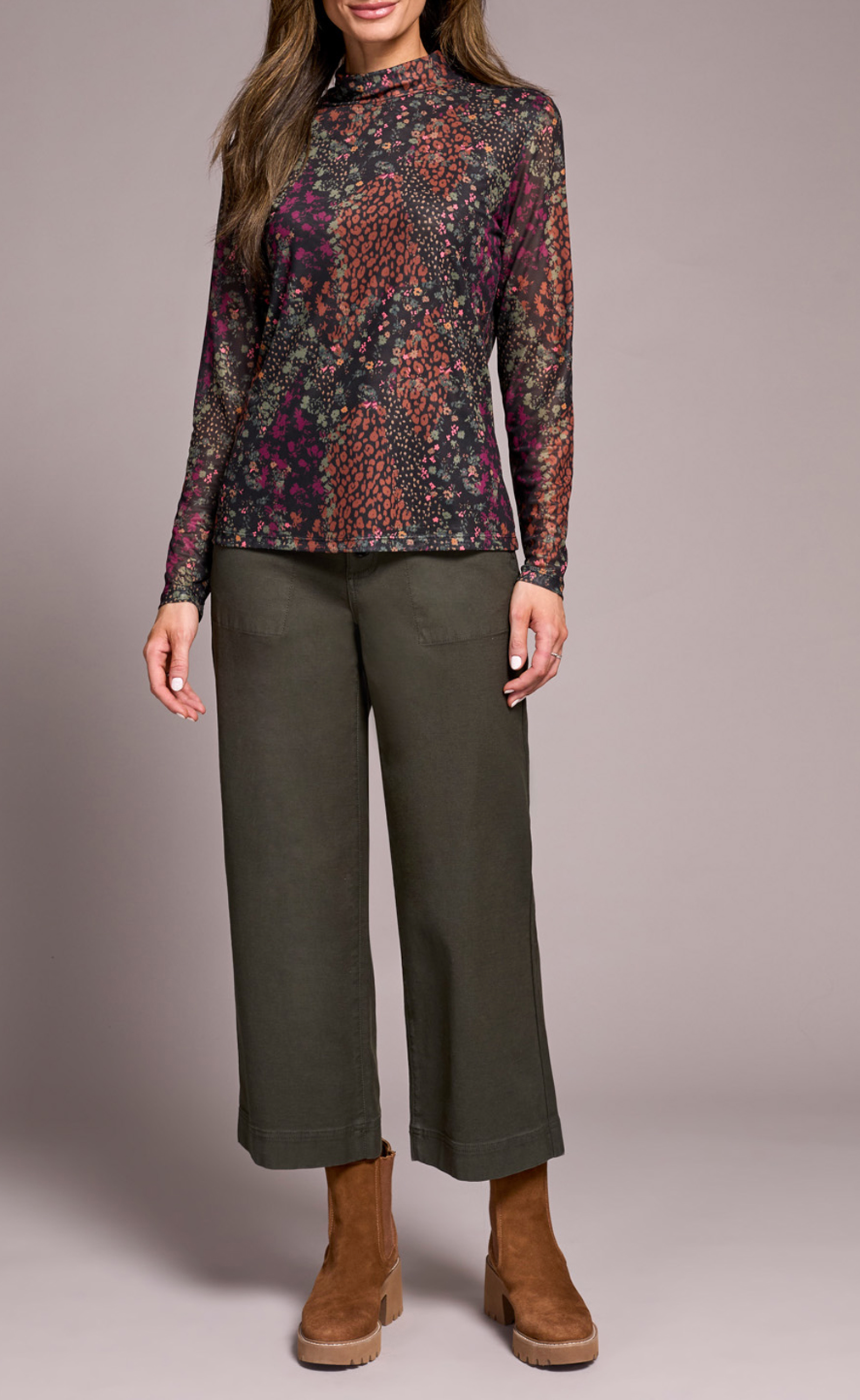 Tribal Mesh Turtleneck Top w/Lining