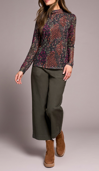 Tribal Mesh Turtleneck Top w/Lining