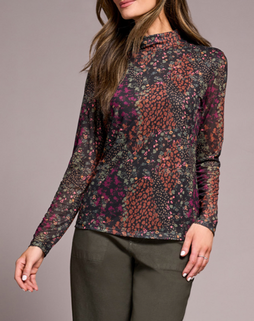 Tribal Mesh Turtleneck Top w/Lining