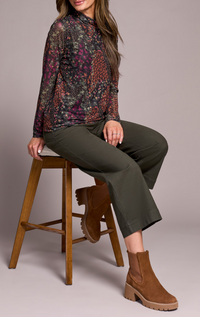 Tribal Mesh Turtleneck Top w/Lining