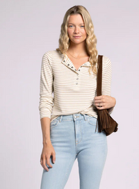 Snap Front Striped Henley