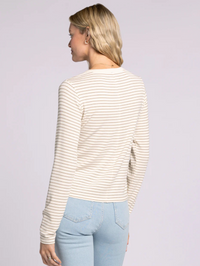 Snap Front Striped Henley