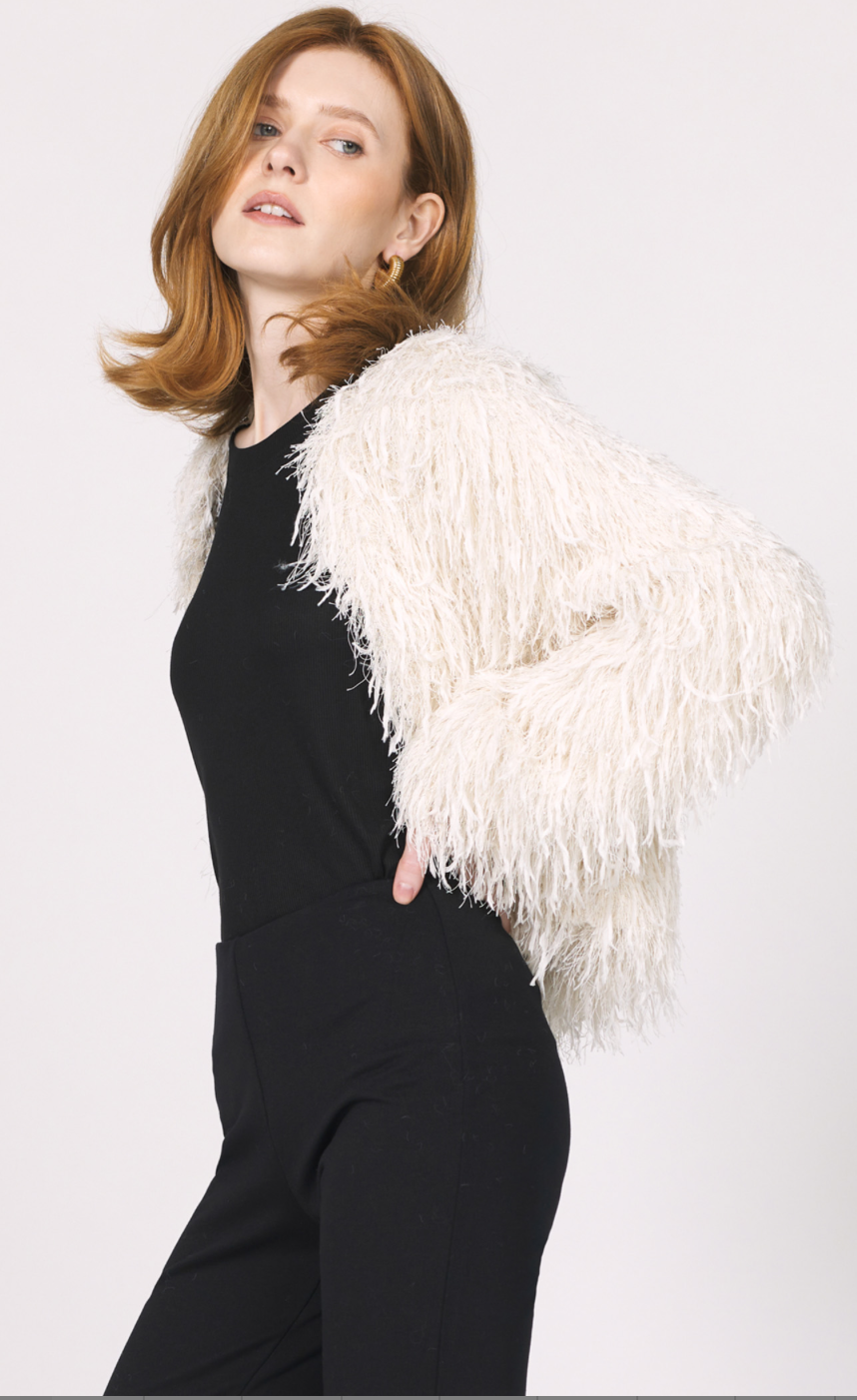 Round Neck Fringe Jacket