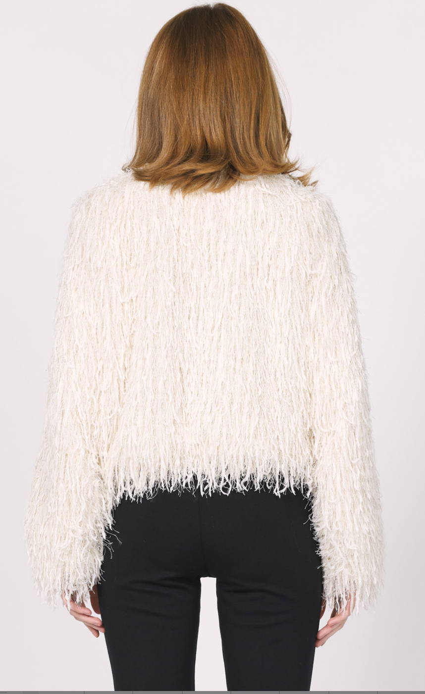 Round Neck Fringe Jacket