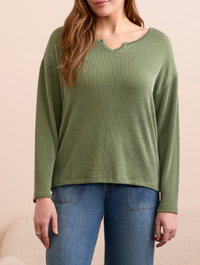 Tribal L/S Notch Collar Top