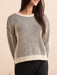 Tribal Crew Neck Sweater w/Side Slits