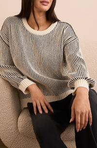 Tribal Crew Neck Sweater w/Side Slits