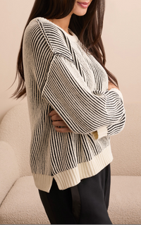 Tribal Crew Neck Sweater w/Side Slits