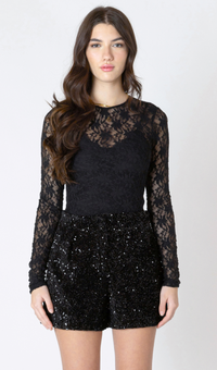 Dex Stretch Lace Top Black