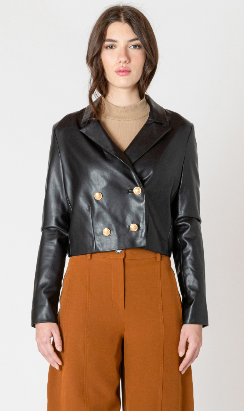 Dex Faux Leather Cropped Jacket