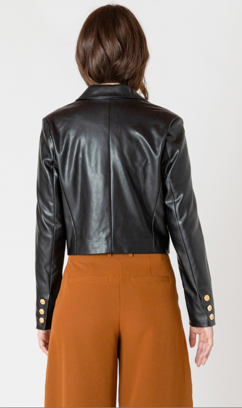 Dex Faux Leather Cropped Jacket