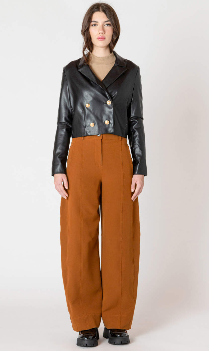 Dex Faux Leather Cropped Jacket