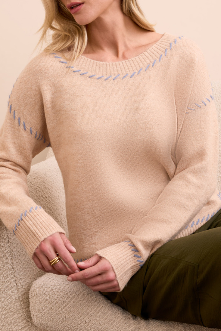 Tribal L/S Crew Neck Sweater Sandstone