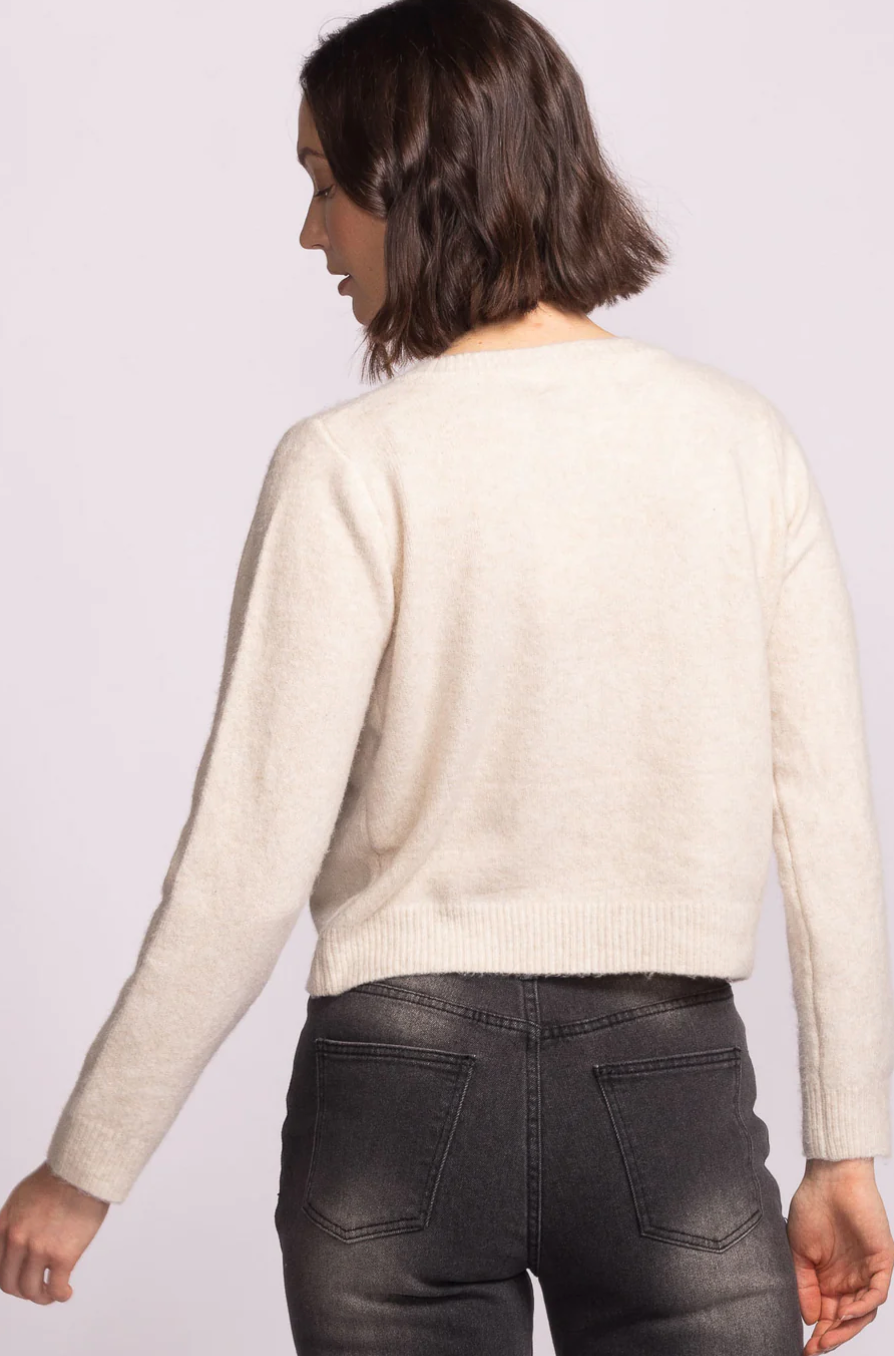 Sequined Floral Button Sweater