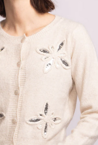 Sequined Floral Button Sweater