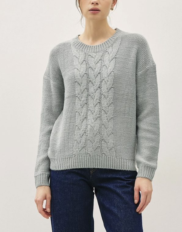 Cable Knit Sweater-Retro Blue