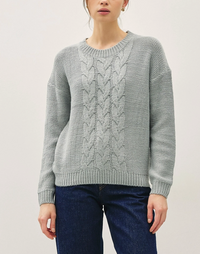Cable Knit Sweater-Retro Blue
