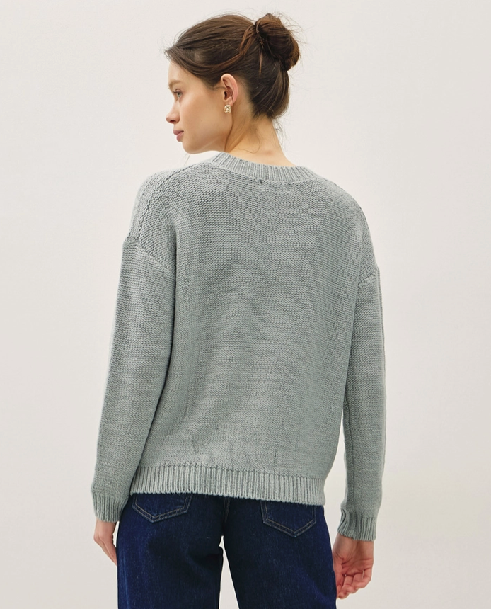 Cable Knit Sweater-Retro Blue