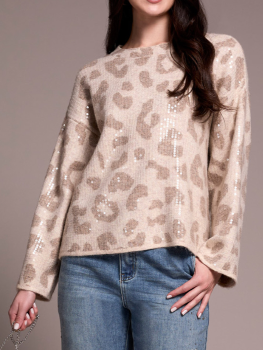 Tribal L/S Crew Neck Sweater w/Sequins