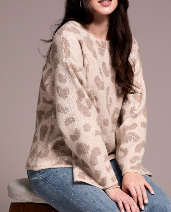 Tribal L/S Crew Neck Sweater w/Sequins