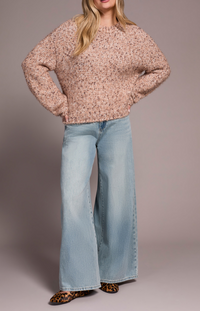 Tribal Crew Neck Puff Sleeve Sweater