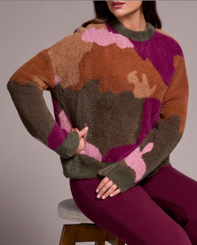 Tribal Abstract Camo Intarsia Sweater