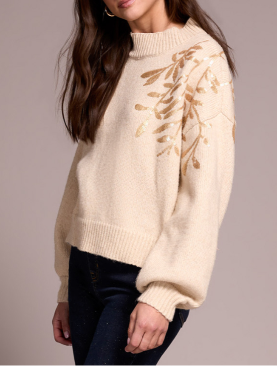 Tribal Mock Neck Sweater w/Sequins