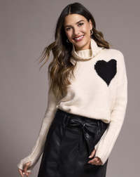 Tribal Turtle Neck Heart Sweater
